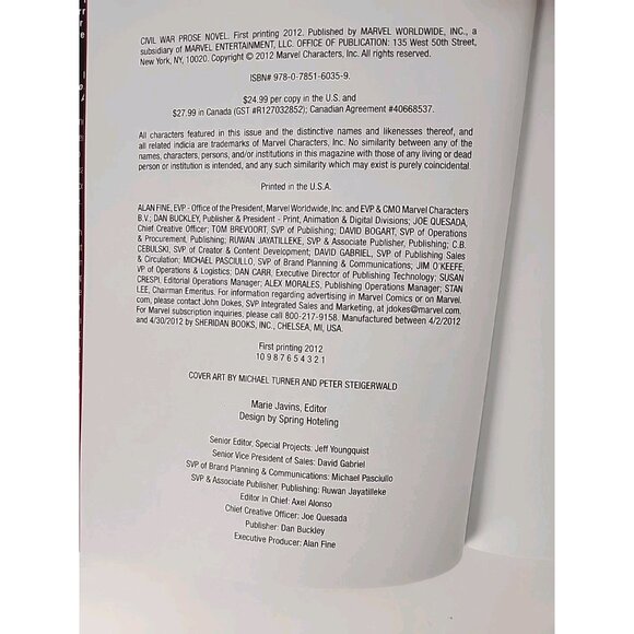 Civil War A Novel of the Marvel Universe by Stuart Moore 1st Edition Hardcover - Picture 5 of 9